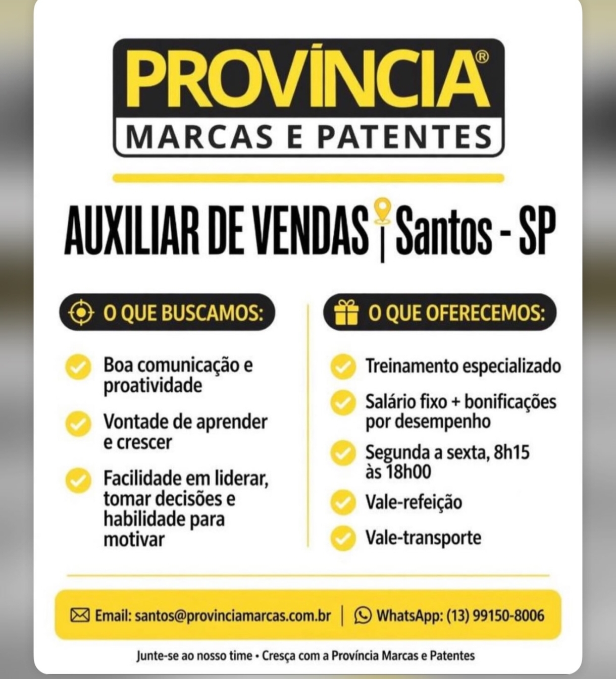 Vagas 16/10/2026 Baixada Santista