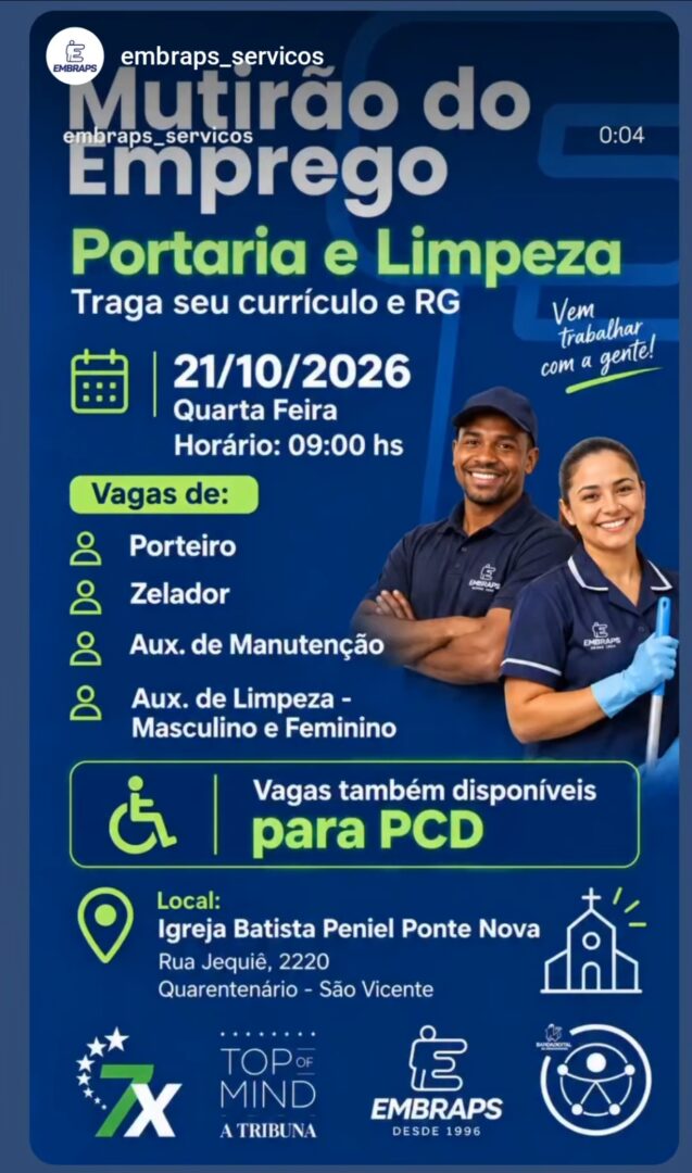 Vagas 18/10/2026 Baixada Santista