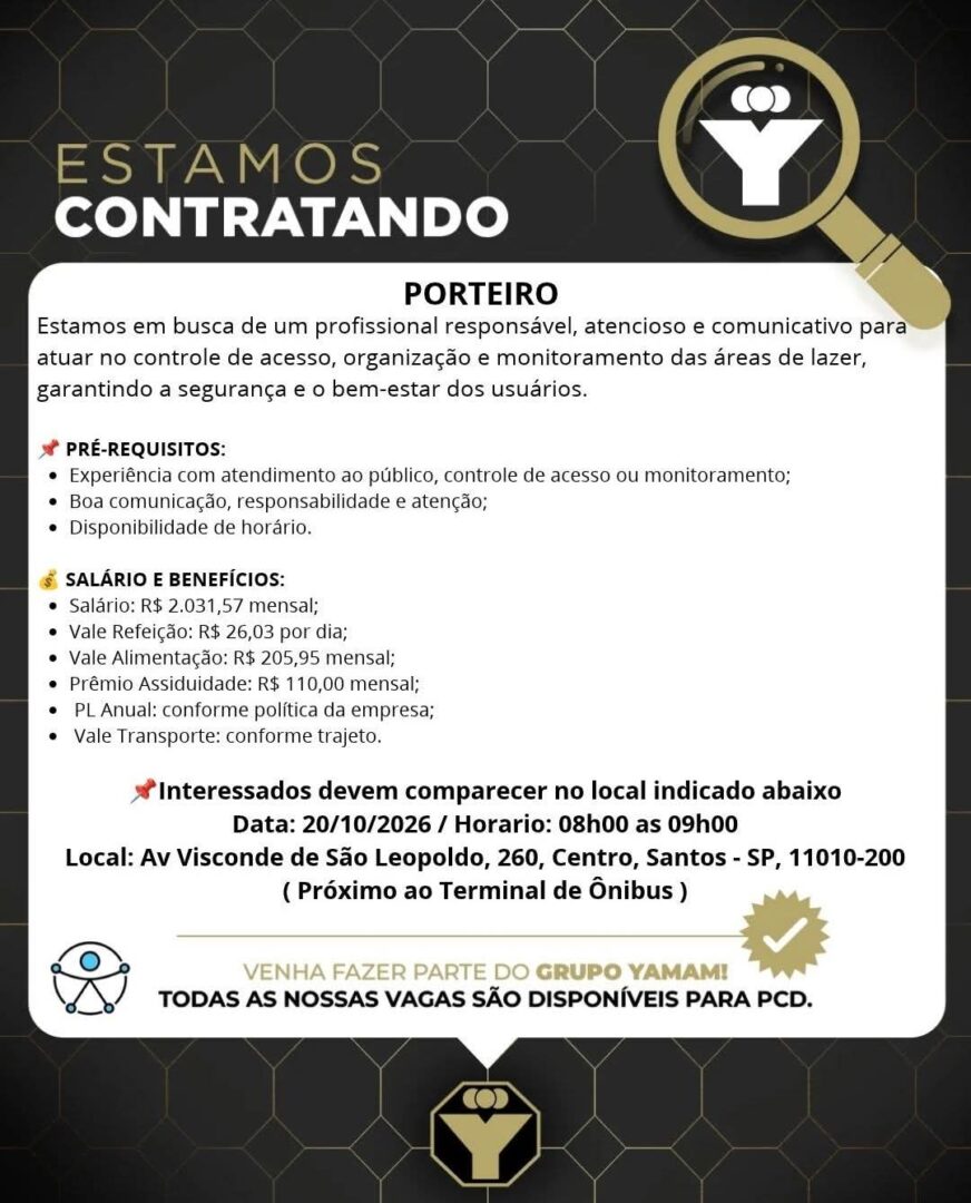 Vagas 19/10/2026 Baixada Santista