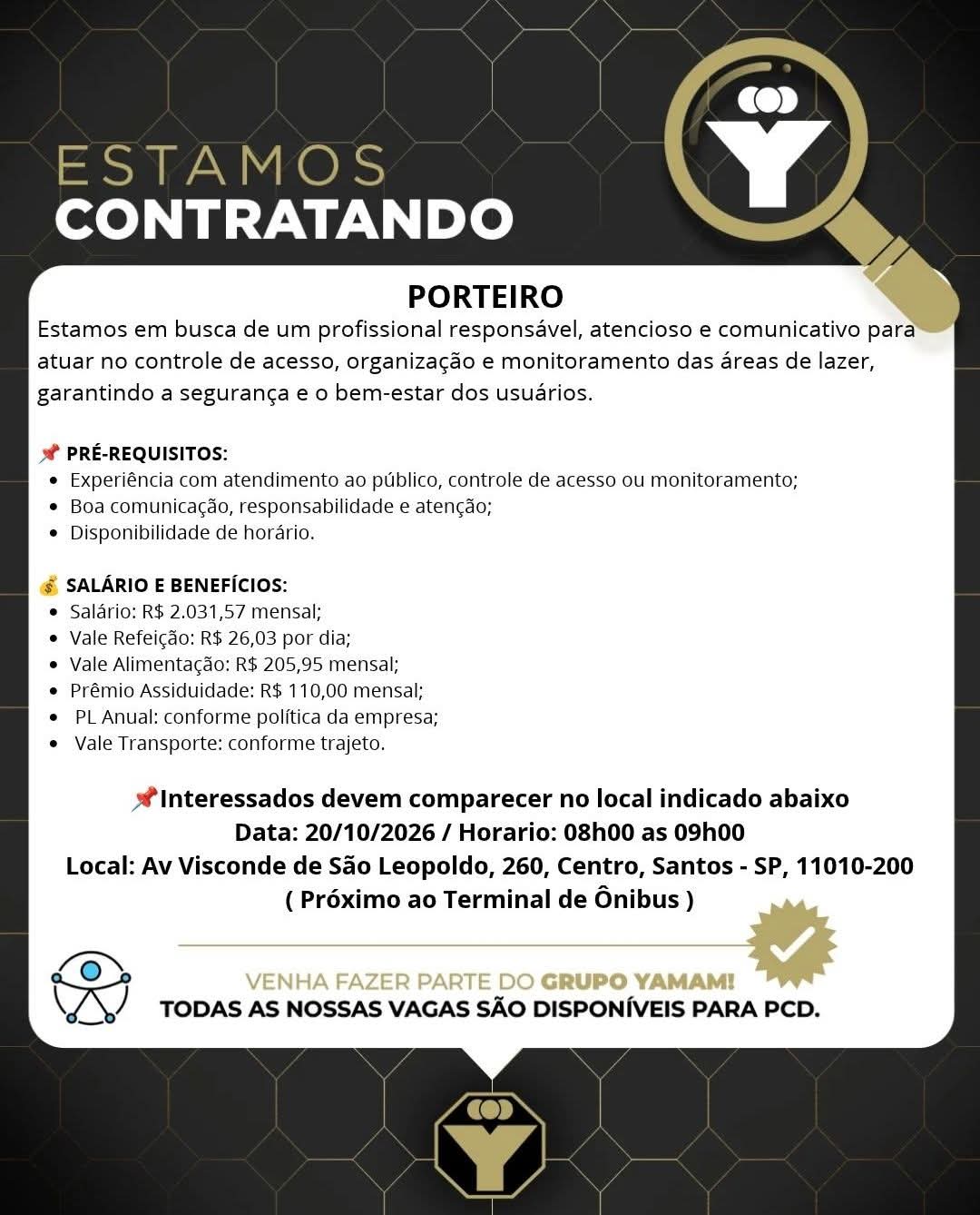 Vagas 19/10/2026 Baixada Santista