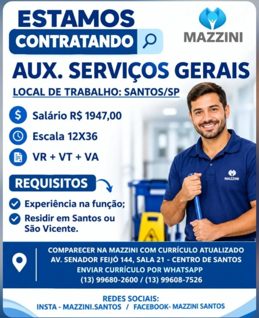 Vagas 20/10/2026 Baixada Santista