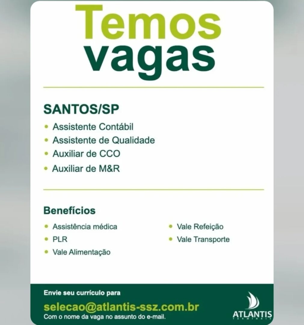 Vagas 23/10/2026 Baixada Santista