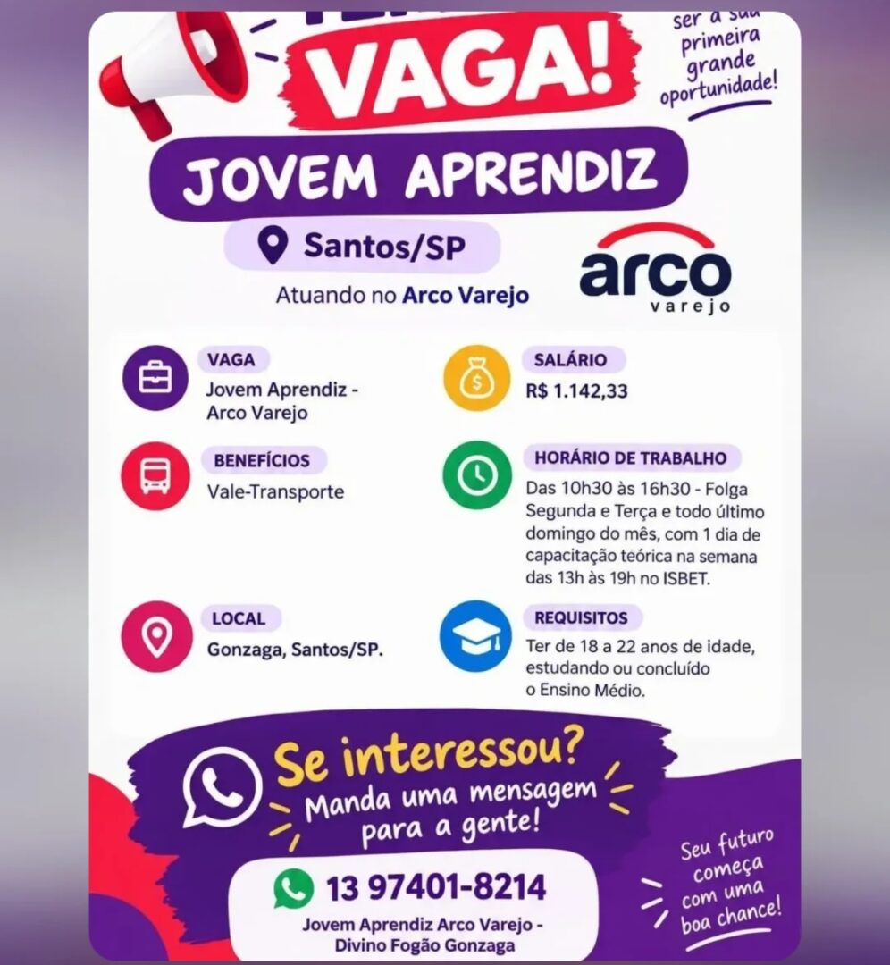 Vagas 26/10/2026 Baixada Santista