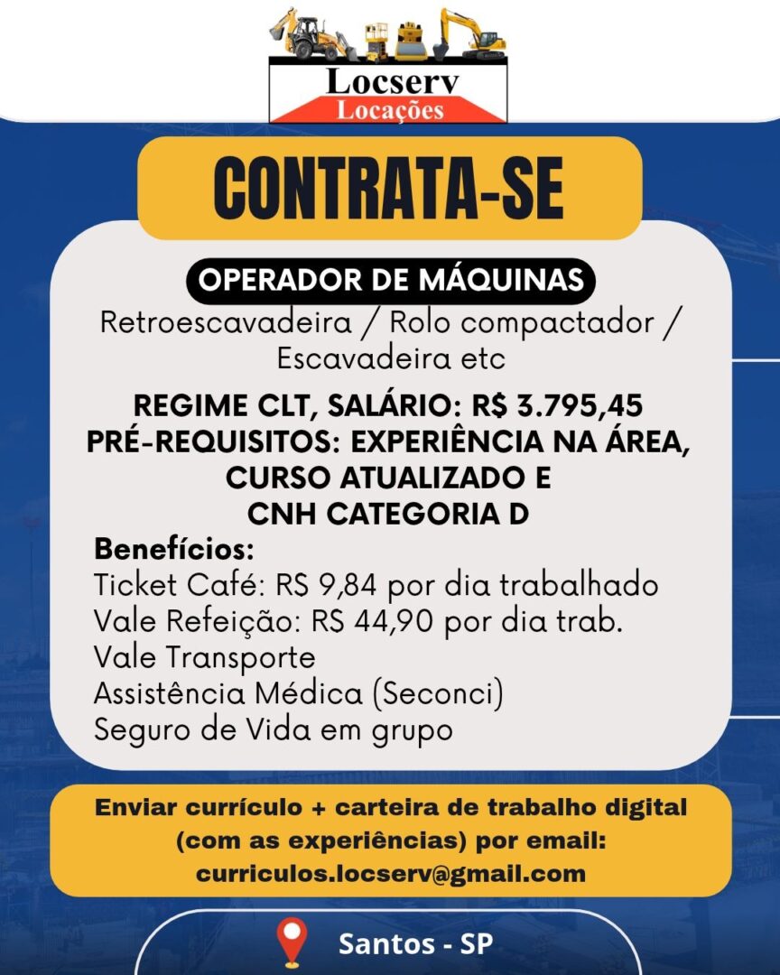 Vagas 27/10/2026 Baixada Santista