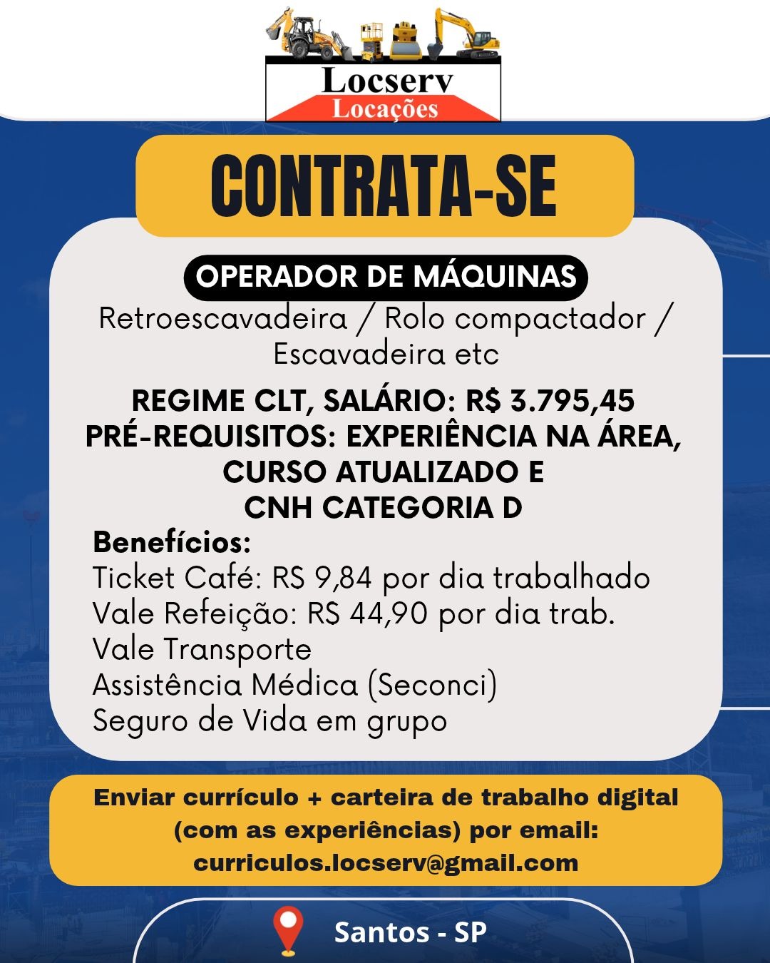 Vagas 27/10/2026 Baixada Santista