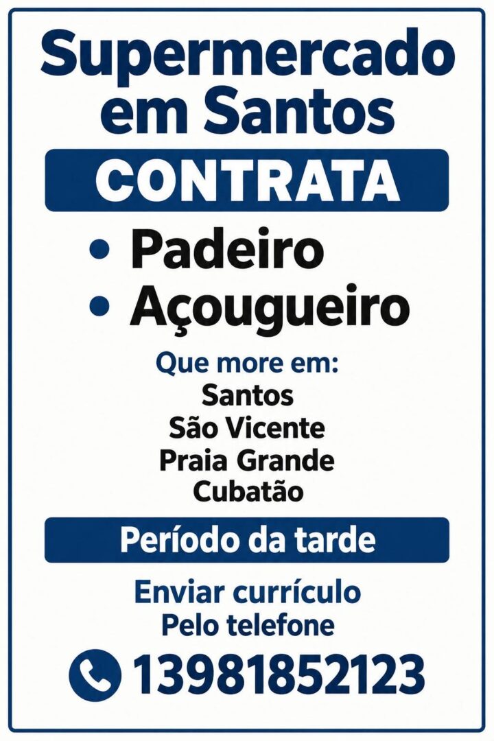 Vagas 28/10/2026 Baixada Santista
