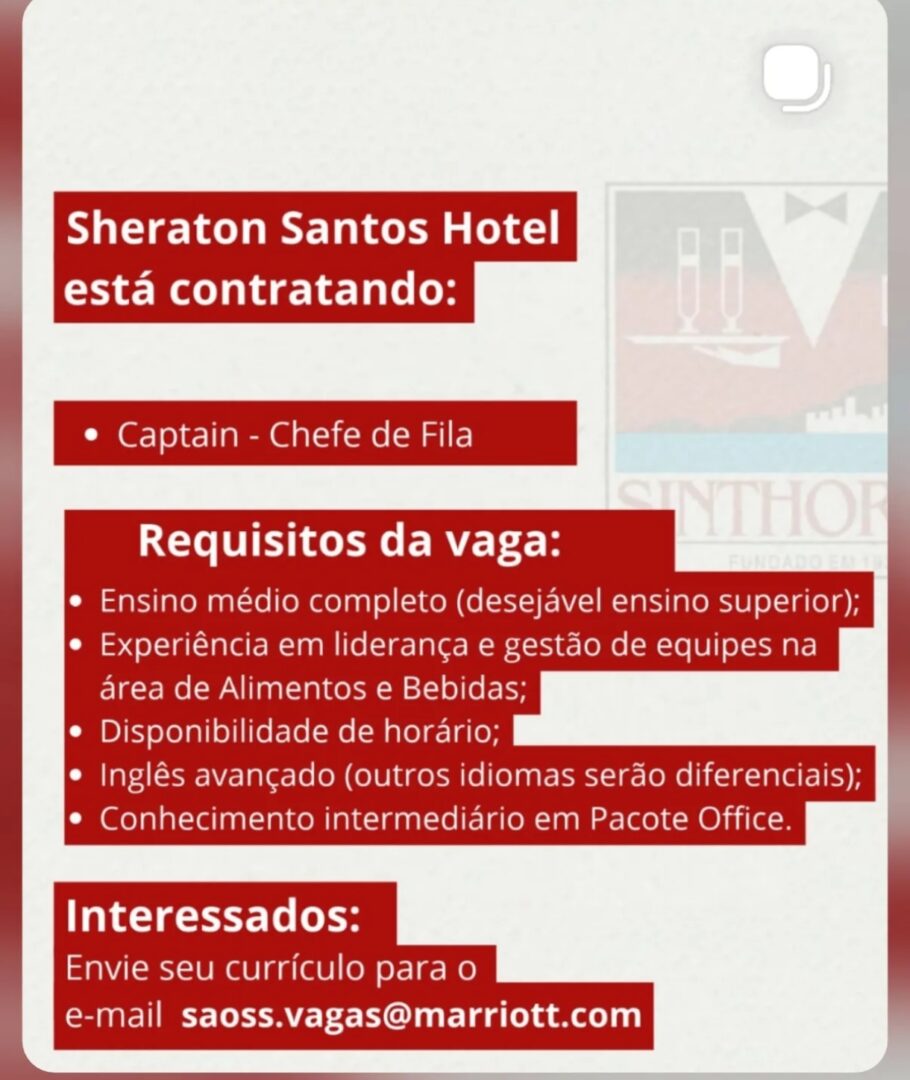 Vagas 28/10/2026 Baixada Santista