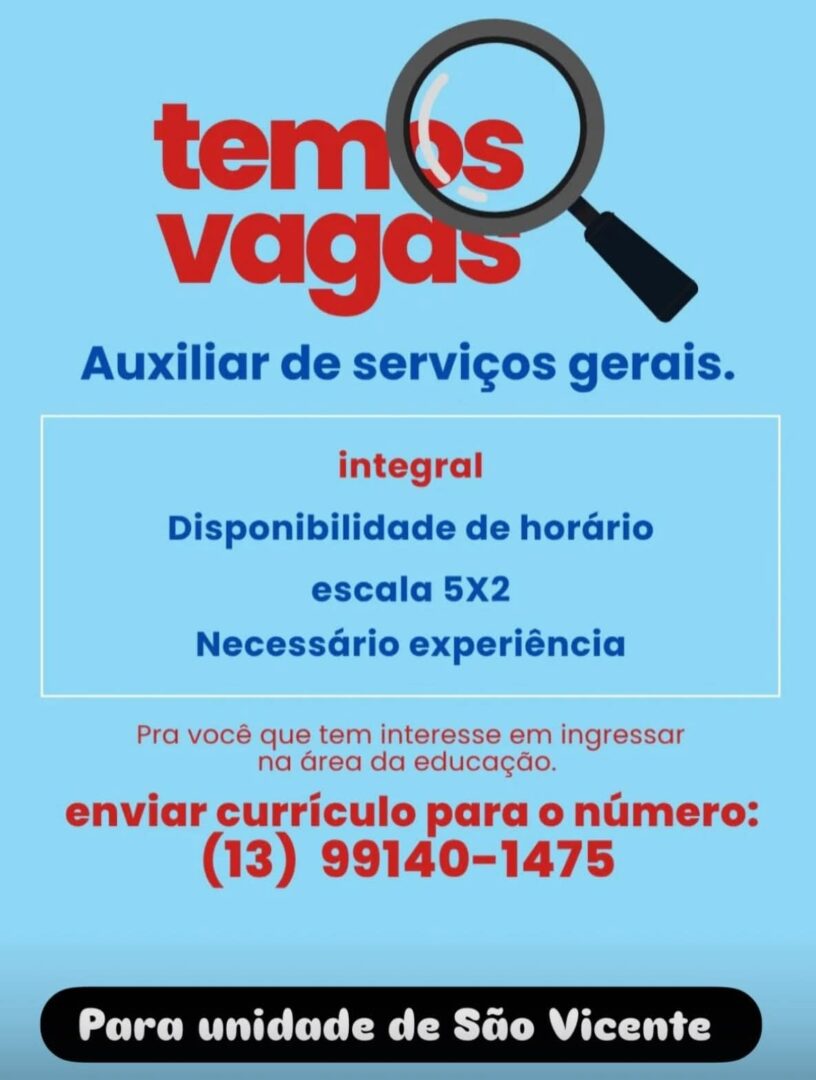 Vagas 29/10/2026 Baixada Santista