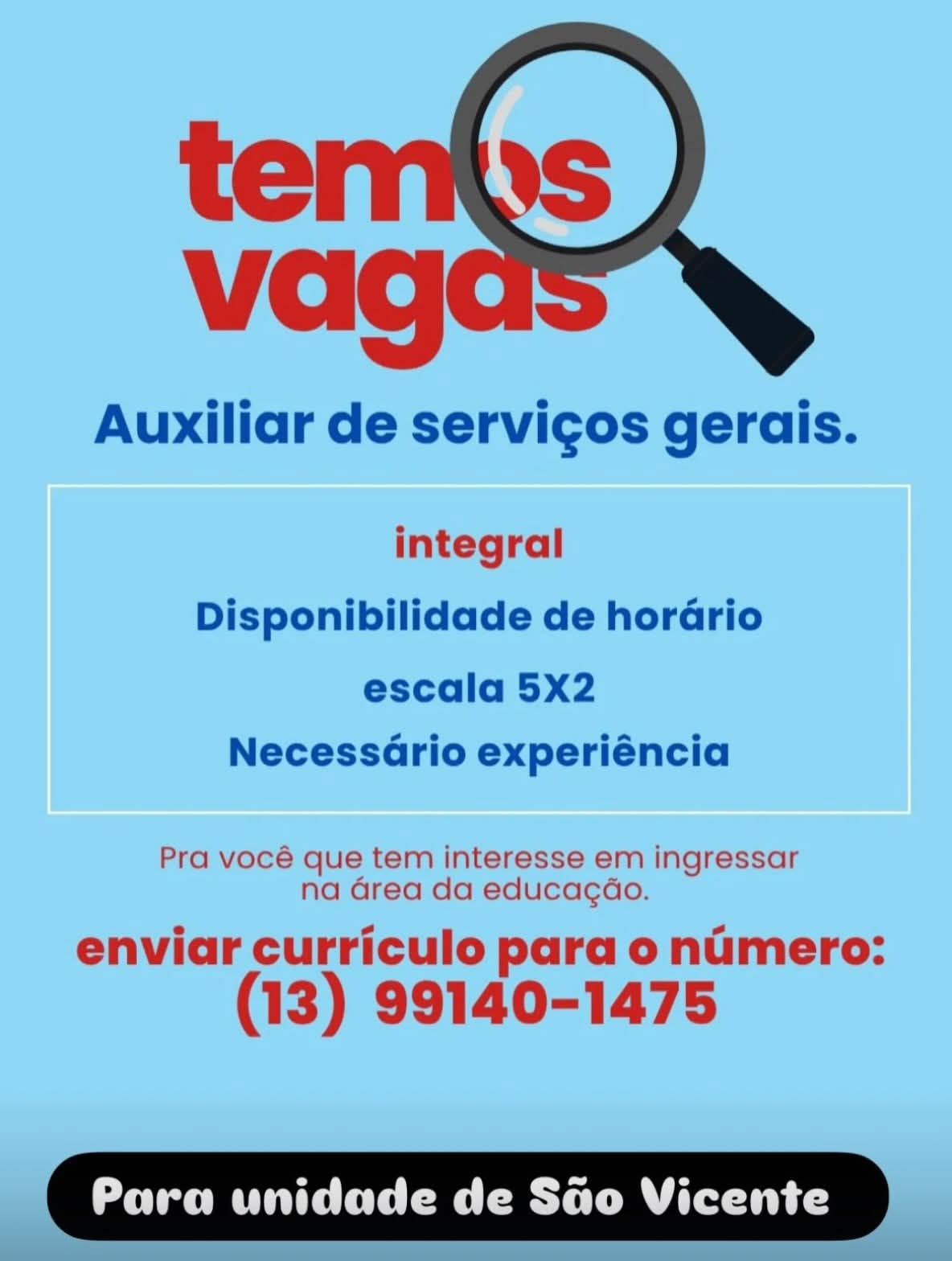 Vagas 29/10/2026 Baixada Santista