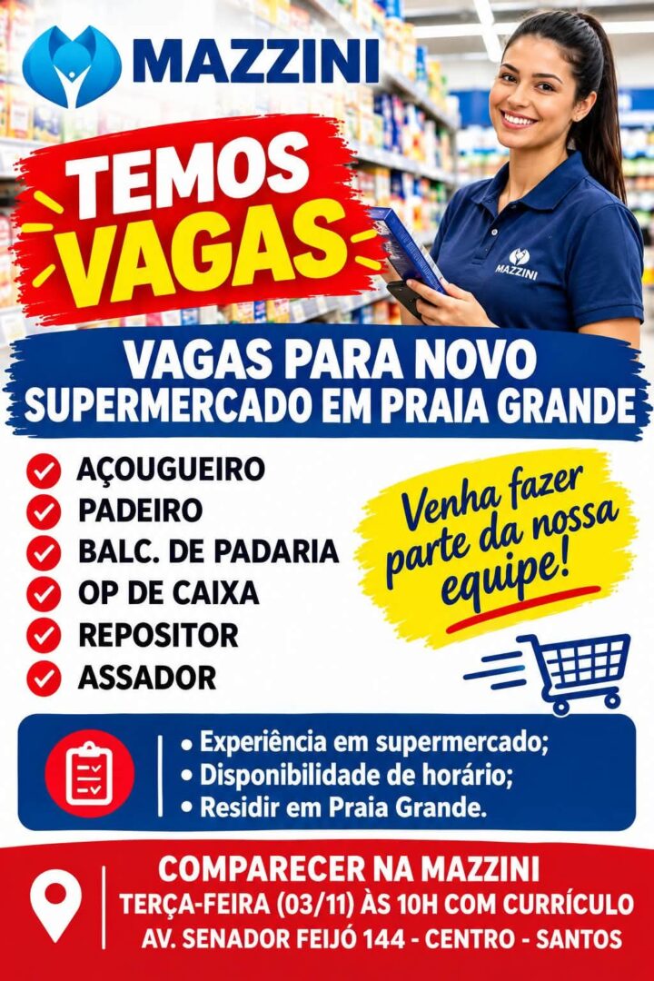 Vagas 30/10/2026 Baixada Santista