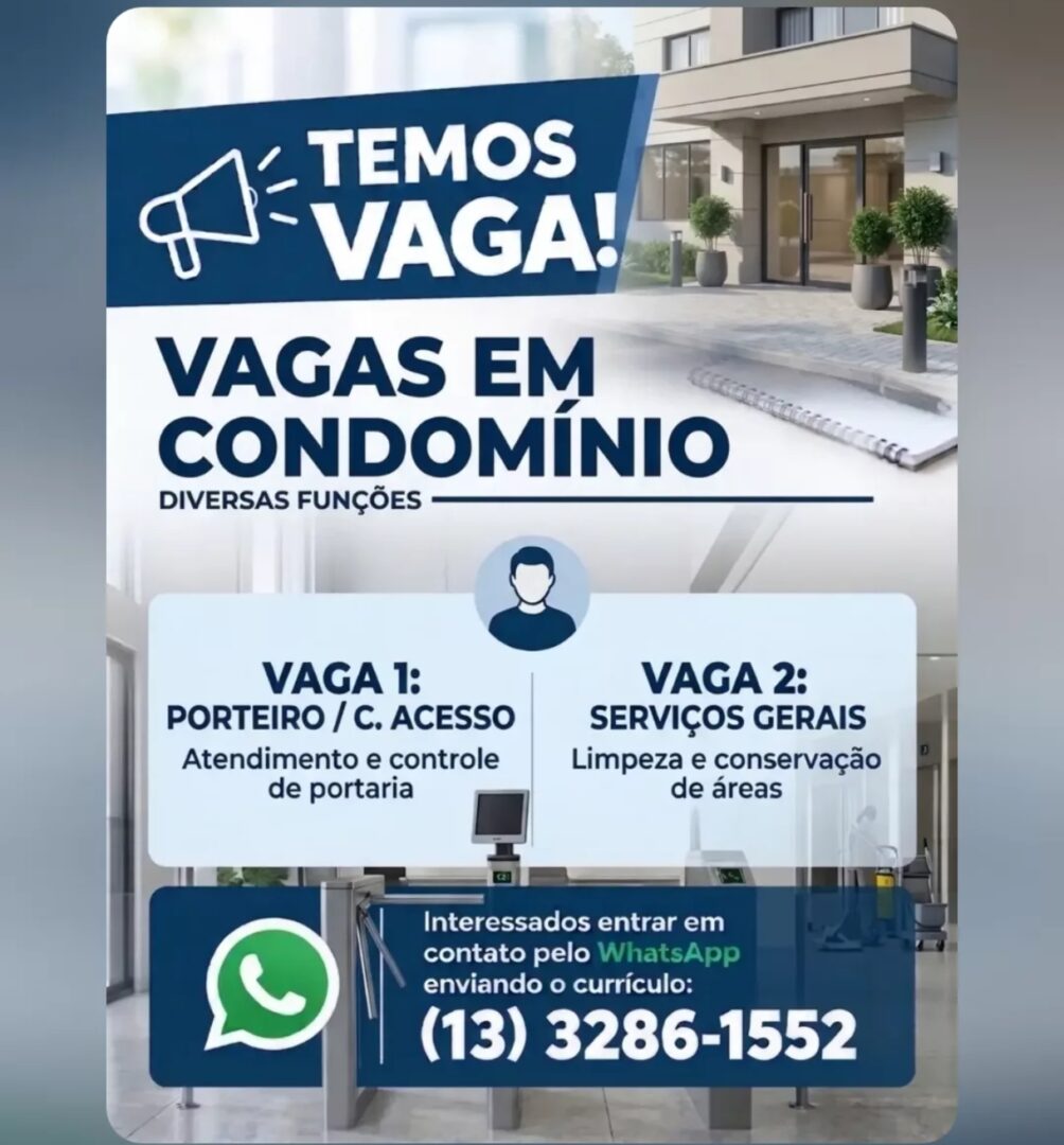 Vagas 30/10/2026 Baixada Santista